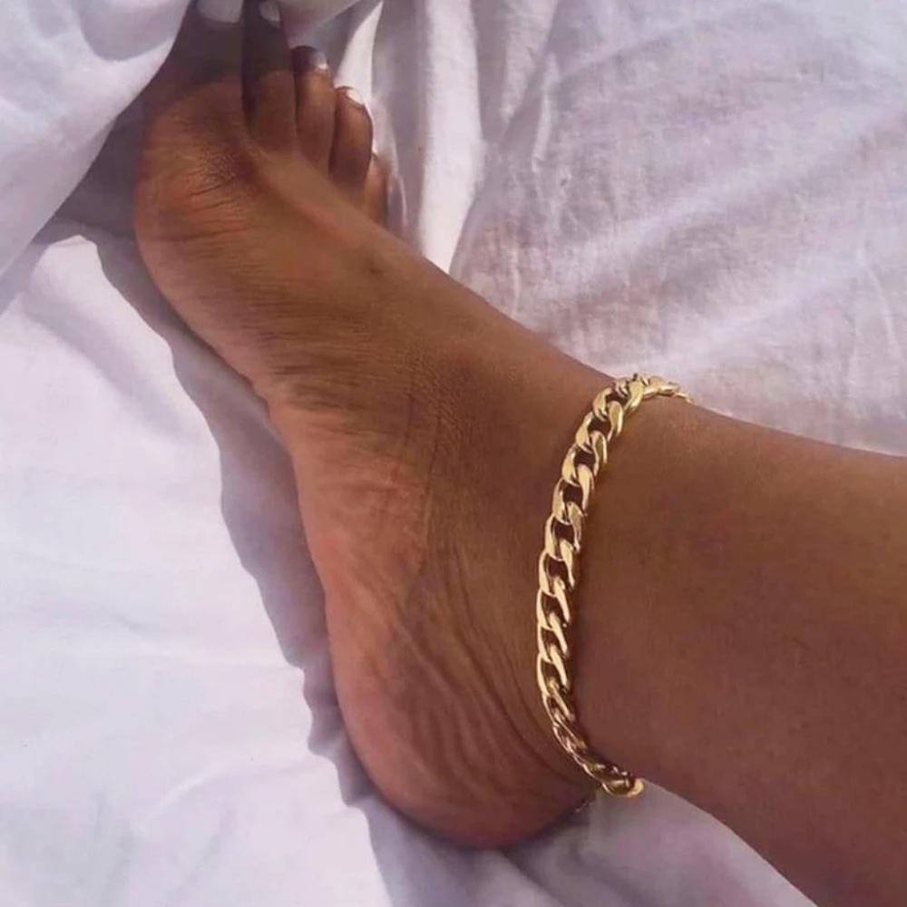Thick Simple Cuban Link Anklet, Stainless Steel Anklet, Silver/Gold Anklet